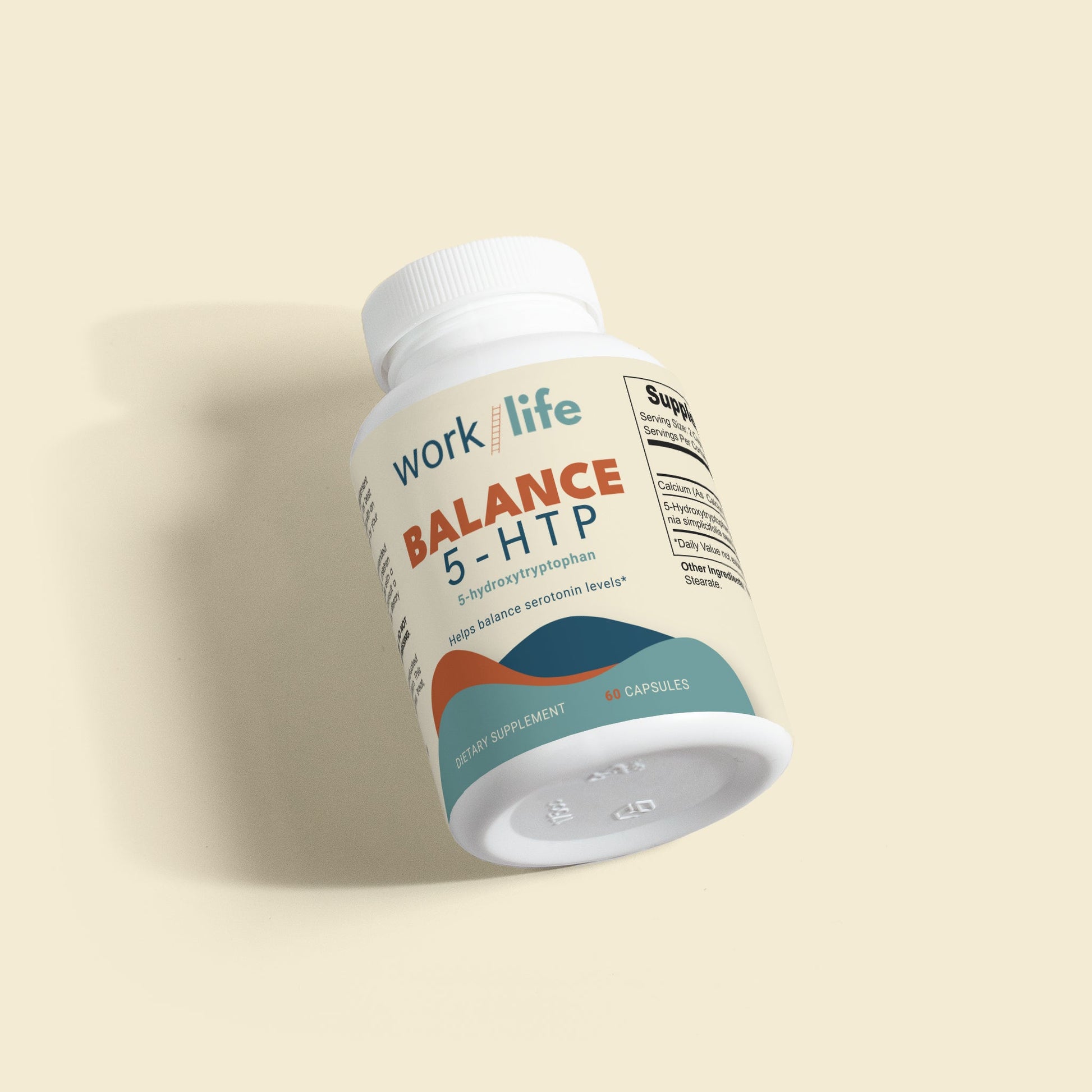 Balance - 5-HTP Mood Enhancer - Work/Life Supplements bottle of capsules alt angle